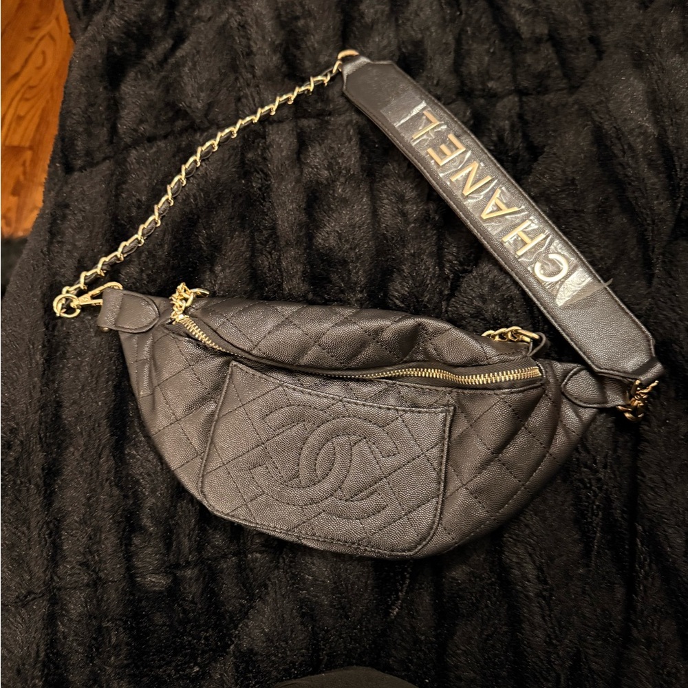 Chanel Black Quilted Crossbody Bag with Gold Accents